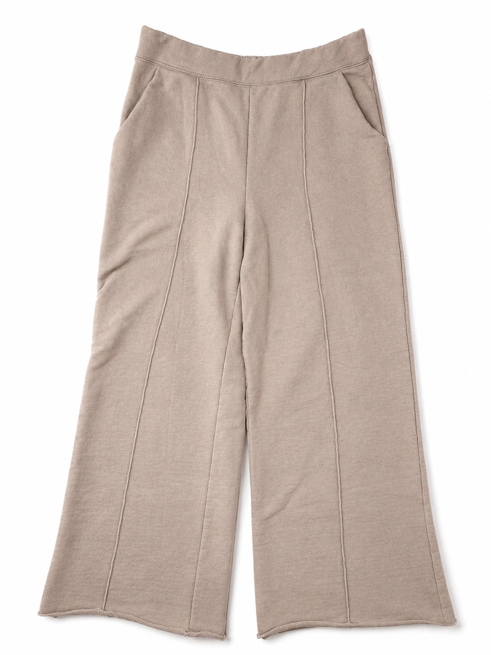 TKEES Raw Edge Wide Leg Pants Sand Cotton Terry Made Canada Size 4 XL - Picture 4 of 7